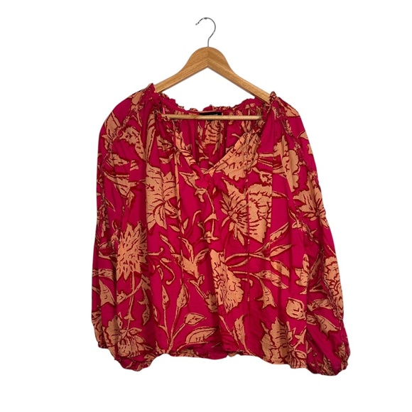Pink & Orange Floral Blouse by Calligraphie - Picture 1 of 5
